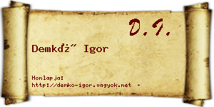 Demkó Igor névjegykártya